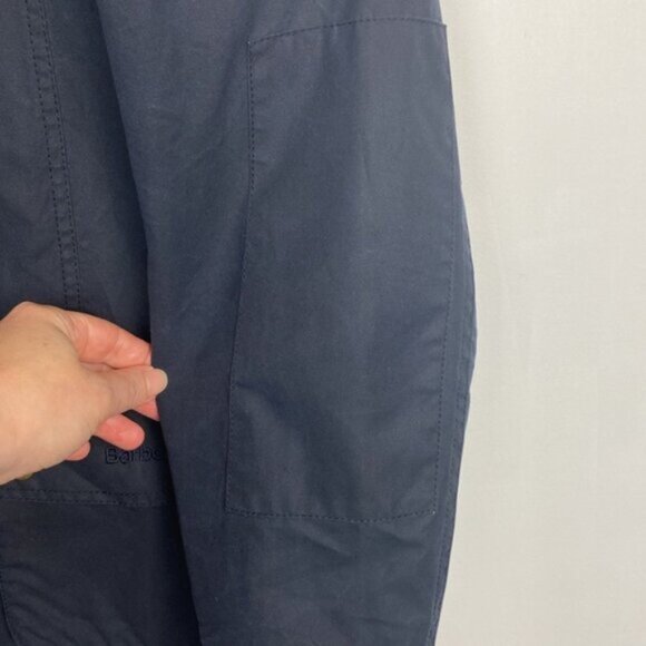 Rare Barbour x J.Crew 6 Shore Waxed Jacket Coat Navy Hooded - Picture 9 of 15